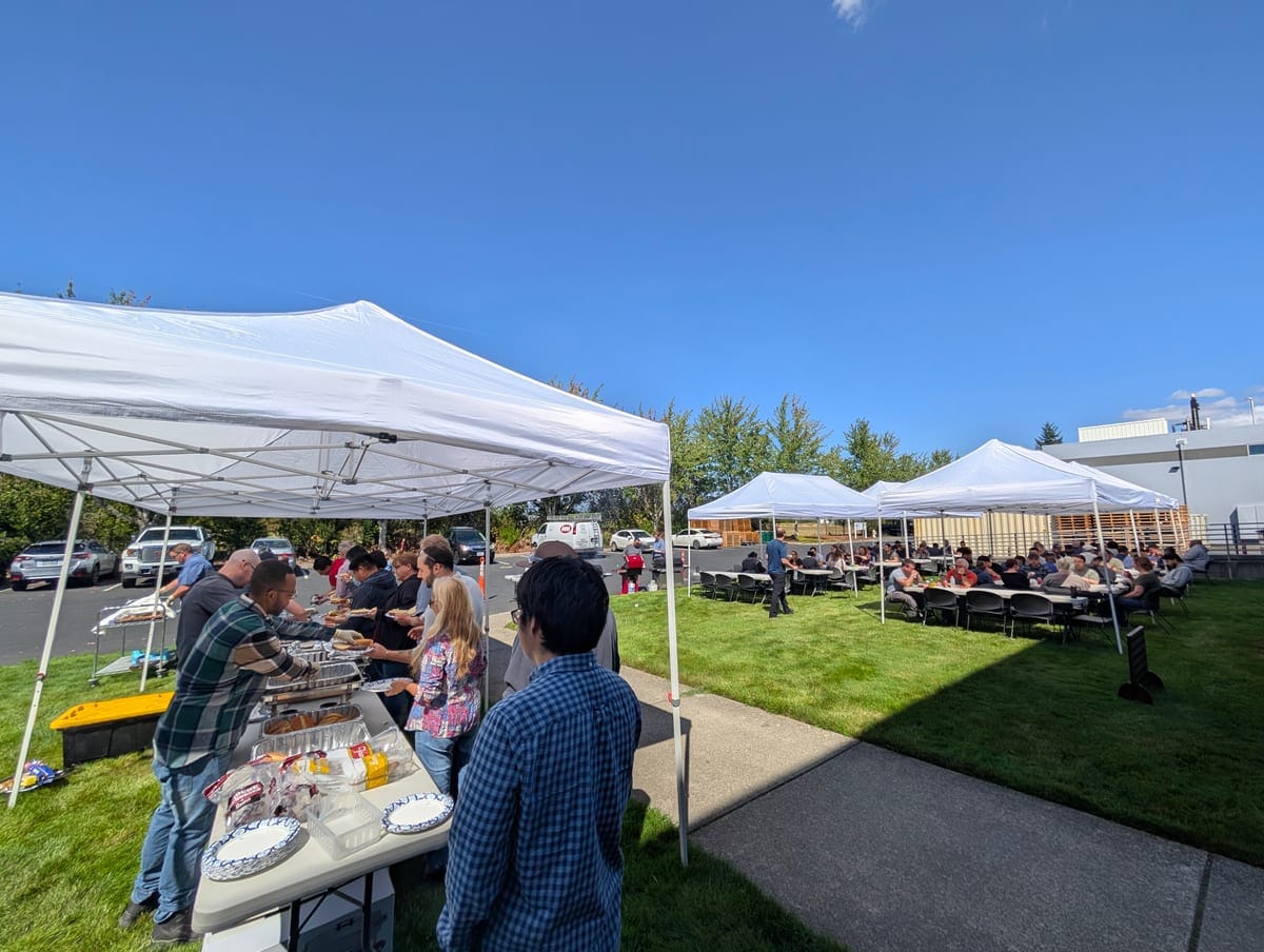 AGCEA team at the annual summer BBQ outside the Hillsboro facility